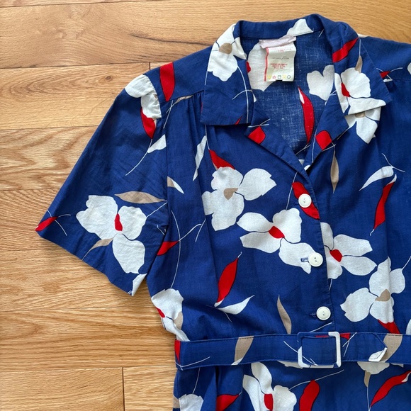 Vintage Sears cotton floral shirt dress - Picture 2 of 3